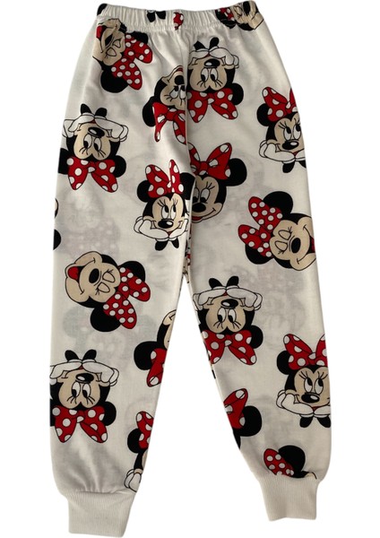 Kız Çocuk Pamuklu Beyaz Mickey Mouse Desen Pijama Takımı