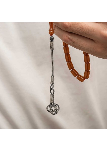 Gümüş Kazaz Püsküllü Sıkma Kehribar Tesbih modelleri