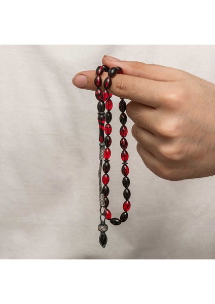 Gümüş 1000 Ayar Kazaz Püsküllü Sıkma Kehribar Tesbih fırsatları