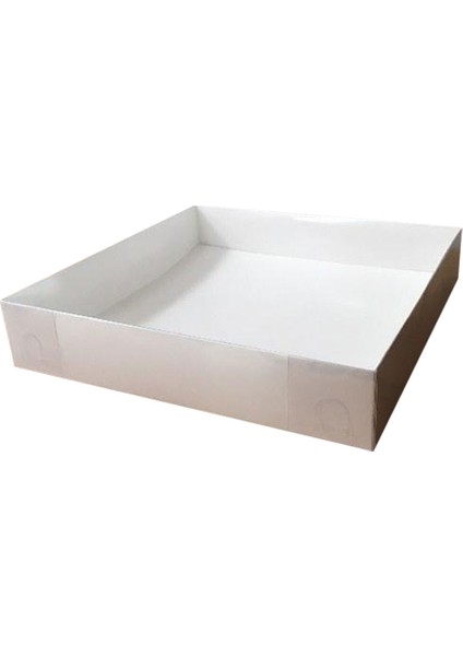 Asetat Kapaklı Karton Kutu Havlu Kutusu 25 x 25 x 5 cm (10 Adet) Beyaz
