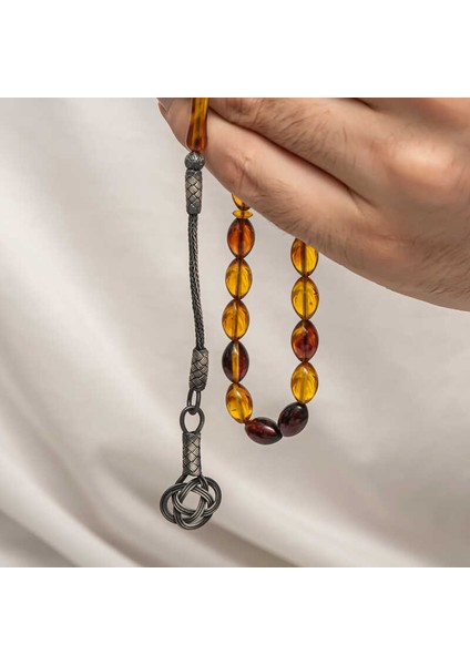 Gümüş Kazaz Püsküllü Sıkma Kehribar Tesbih modelleri