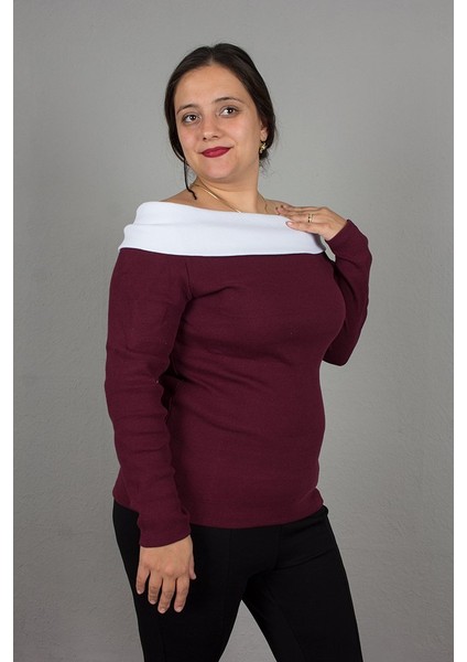 Büyük Beden Kayık Yaka Fitilli Bluz modelleri