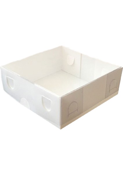 Asetat Kapaklı Karton Kutu 10 x 10 x 3 cm (50 Adet) Beyaz