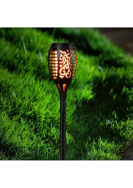 2 Adet Alev Efektli Meşale Bahçe Aydınlatma Lambası Saplamalı LED Otomatik Solar Güneş Enerjili modelleri