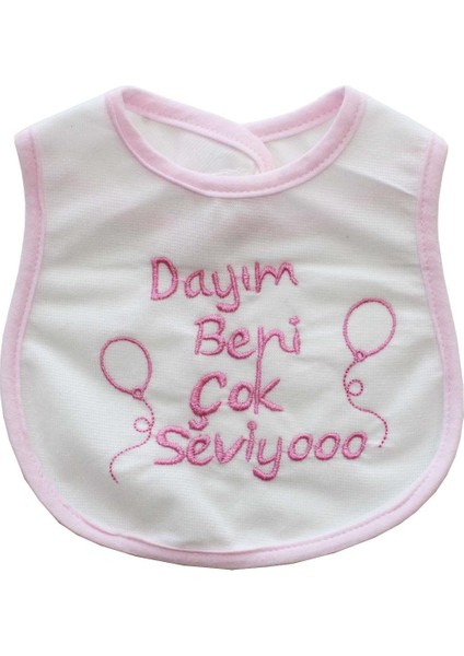 Dayım Beni Çok Seviyor Yazılı Pembe Su Geçirmez Önlük