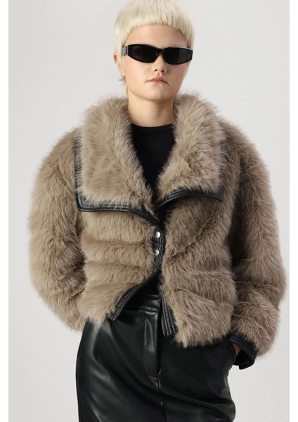 Kadın Deri Detaylı Kürk Ceket - 15330273 fiyatları