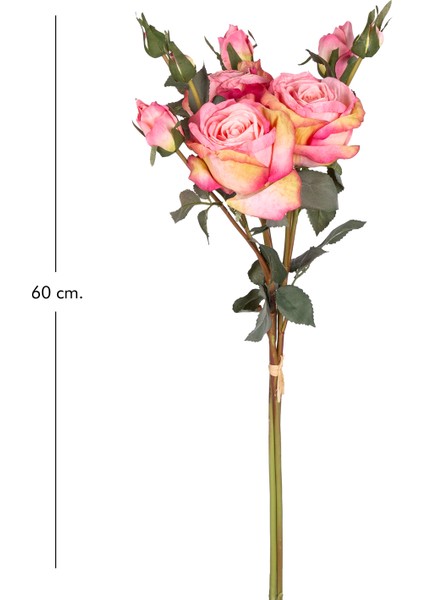 Yapay Gül Demeti 3 Dallı Koyu Pembe 60 Cm.