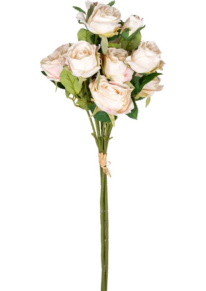 Yapay Çiçek Gül Demeti Krem 60 Cm.