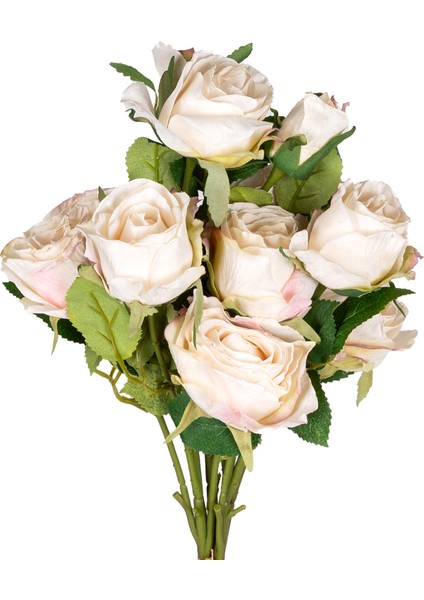 Yapay Çiçek Gül Demeti Krem 60 Cm.