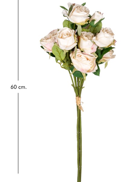 Yapay Çiçek Gül Demeti Krem 60 Cm.