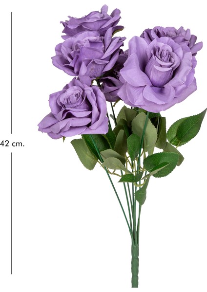 Yapay Gül Buketi 7 Çiçekli Mor 42 Cm. modelleri