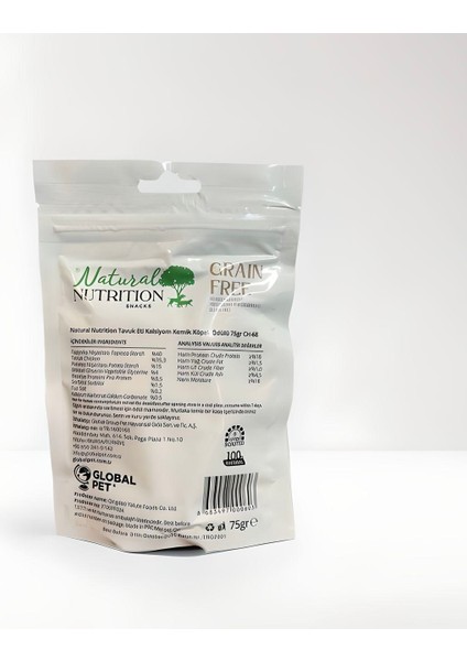 Tavuk Etli Kalsiyum Kemik Ödülü Grain Free (Tahılsız) Yüksek Proteinli Fırında Kavrulmuş