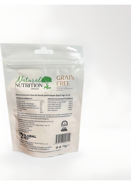 Natural Nutrition Kuzu Etli Kemik Şekilli Köpek Ödülü Grain Free (Tahılsız) Yüksek Proteinli Fırında Kavrulmuş