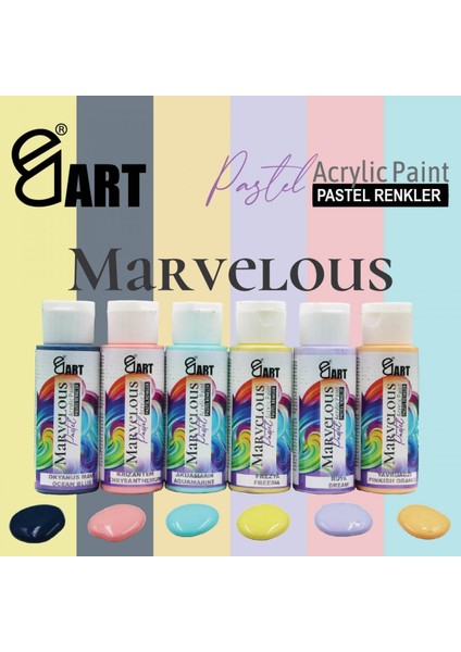 E&d Art Marvelous 6X60ML Akrilik Boya Pastel Renkler Set / ED.552