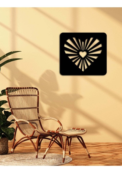 - Illüzyon Kalp Metal Tablo, Duvar Dekoru - Sevgi, Sevgili, Aşk Temalı Hediyelik Tablo - 60 x 54 - cm -Siyah - Doğum Günü - Sevgililer Günü - Anneler Günü -LOVE-137