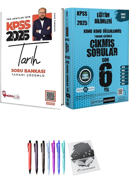 2025 KPSS Eğitim Bilimleri Konu Konu Düzenlenmiş Tamamı Çözümlü Çıkmış Sorular Son 6 Yıl - Hoca Kafası 2025 KPSS Tarih Soru Bankası + Hediyeli