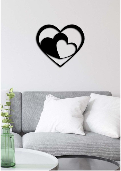 - Iç Içe Kalp Metal Tablo, Duvar Dekoru - Sevgi, Sevgili, Aşk Temalı Hediyelik Tablo - 50 x 44 - cm -Siyah - Doğum Günü - Sevgililer Günü - Anneler Günü -LOVE-031 fiyatları