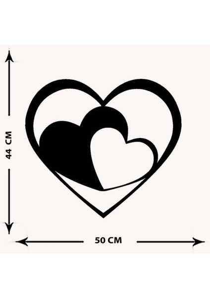 - Iç Içe Kalp Metal Tablo, Duvar Dekoru - Sevgi, Sevgili, Aşk Temalı Hediyelik Tablo - 50 x 44 - cm -Siyah - Doğum Günü - Sevgililer Günü - Anneler Günü -LOVE-031 indirimleri