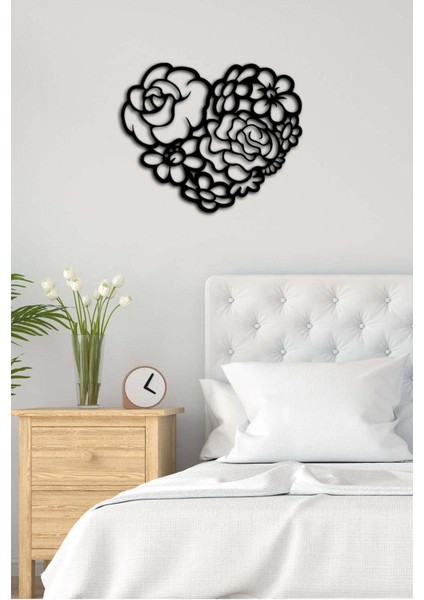 - Güllü Kalp Metal Tablo, Duvar Dekoru - Sevgi, Sevgili, Aşk Temalı Hediyelik Tablo - 50 x 41 - cm -Siyah - Doğum Günü - Sevgililer Günü - Anneler Günü -LOVE-041 fiyatları
