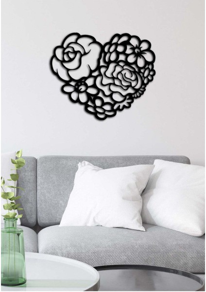 - Güllü Kalp Metal Tablo, Duvar Dekoru - Sevgi, Sevgili, Aşk Temalı Hediyelik Tablo - 50 x 41 - cm -Siyah - Doğum Günü - Sevgililer Günü - Anneler Günü -LOVE-041 modelleri