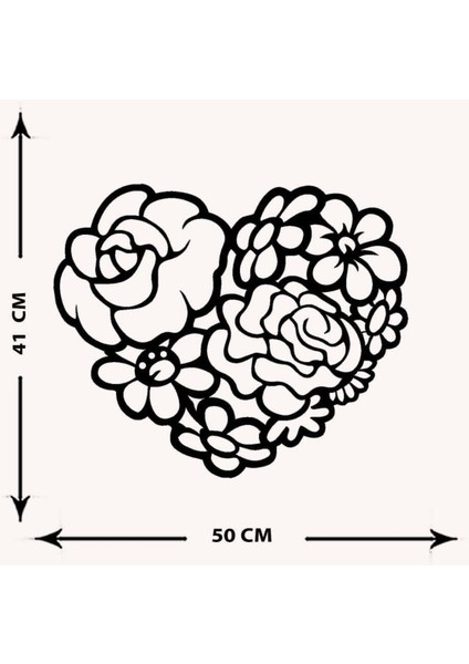 - Güllü Kalp Metal Tablo, Duvar Dekoru - Sevgi, Sevgili, Aşk Temalı Hediyelik Tablo - 50 x 41 - cm -Siyah - Doğum Günü - Sevgililer Günü - Anneler Günü -LOVE-041 indirimleri