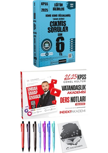 2025 KPSS Eğitim Bilimleri Konu Konu Düzenlenmiş Tamamı Çözümlü Çıkmış Sorular Son 6 Yıl - 2025 KPSS Vatandaşlık Akademisi Video Ders Notları + Hediyeli