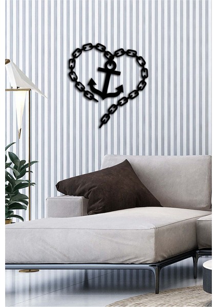 - Love Anchor Metal Tablo, Duvar Dekoru - Sevgi, Sevgili, Aşk Temalı Hediyelik Tablo - 50 x 41 - cm -Siyah - Doğum Günü - Sevgililer Günü - Anneler Günü -LOVE-045