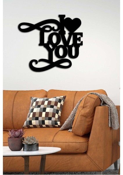 - I Love You ! Metal Tablo, Duvar Dekoru - Sevgi, Sevgili, Aşk Temalı Hediyelik Tablo - 55 x 49 - cm -Siyah - Doğum Günü - Sevgililer Günü - Anneler Günü -LOVE-019