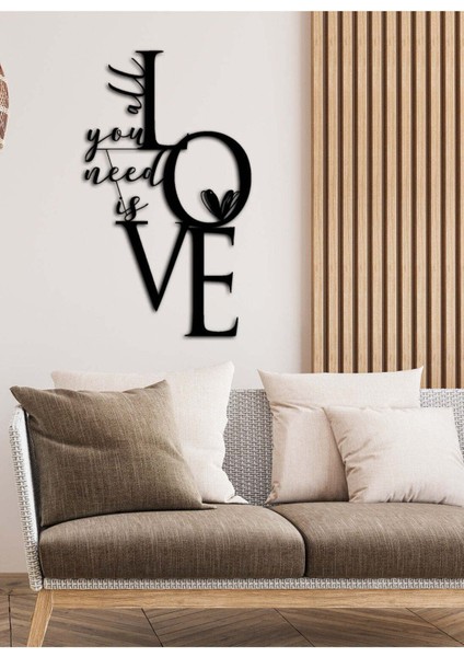 - All You Need Is Love Metal  Tablo, Duvar Dekoru - Sevgi, Sevgili, Aşk Temalı Hediyelik Tablo - 78 x 45 - cm -Siyah - Doğum Günü - Sevgililer Günü - Anneler Günü -LOVE-083