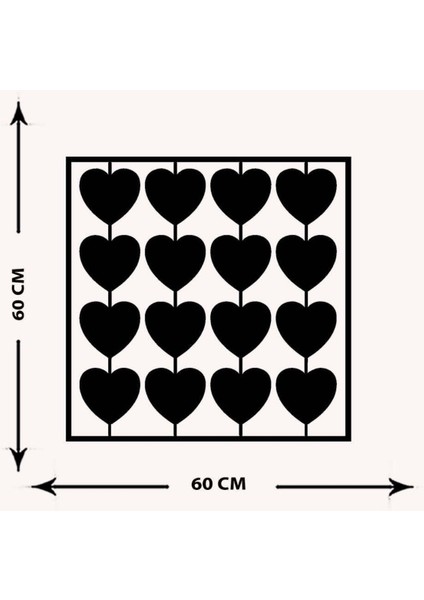 - Kalp Sarmalı Metal  Tablo, Duvar Dekoru - Sevgi, Sevgili, Aşk Temalı Hediyelik Tablo - 60 x 60 - cm -Siyah - Doğum Günü - Sevgililer Günü - Anneler Günü -LOVE-073