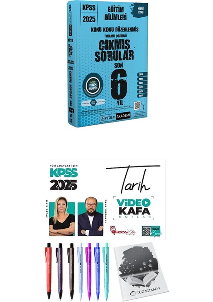 2025 KPSS Eğitim Bilimleri Konu Konu Düzenlenmiş Tamamı Çözümlü Çıkmış Sorular Son 6 Yıl - Hoca Kafası 2025 KPSS Tarih Video Kafa Notlar + Hediyeli