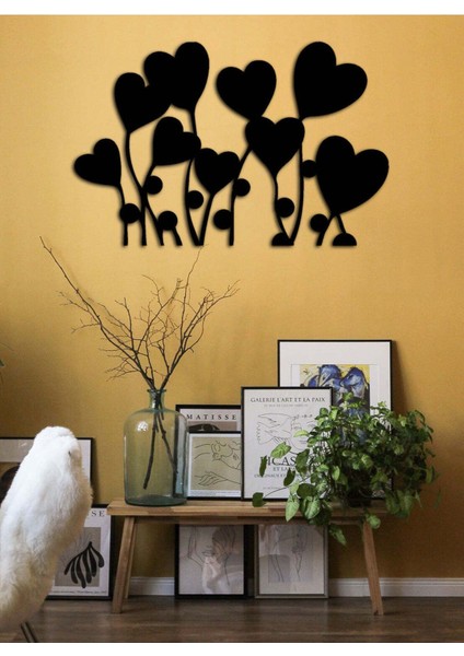 - Heart Flower Metal Tablo, Duvar Dekoru - Sevgi, Sevgili, Aşk Temalı Hediyelik Tablo - 77 x 50 - cm -Siyah - Doğum Günü - Sevgililer Günü - Anneler Günü -LOVE-085 fırsatları