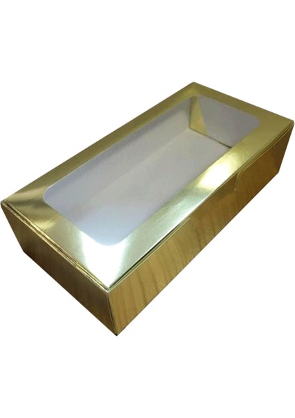 Pencereli Karton Kutu Düz Renk 20 x 10 x 5 cm (10 Adet) Gold