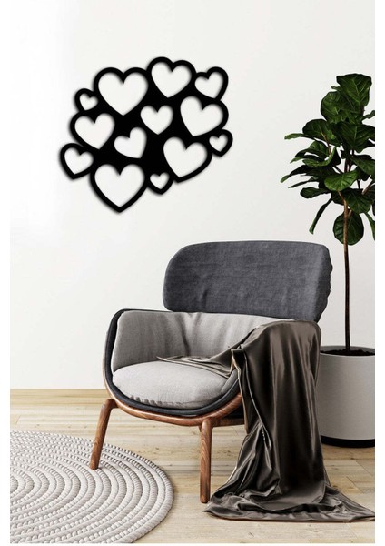 - Kalpler Dünyası Metal Tablo, Duvar Dekoru - Sevgi, Sevgili, Aşk Temalı Hediyelik Tablo - 70 x 63 - cm -Siyah - Doğum Günü - Sevgililer Günü - Anneler Günü -LOVE-037