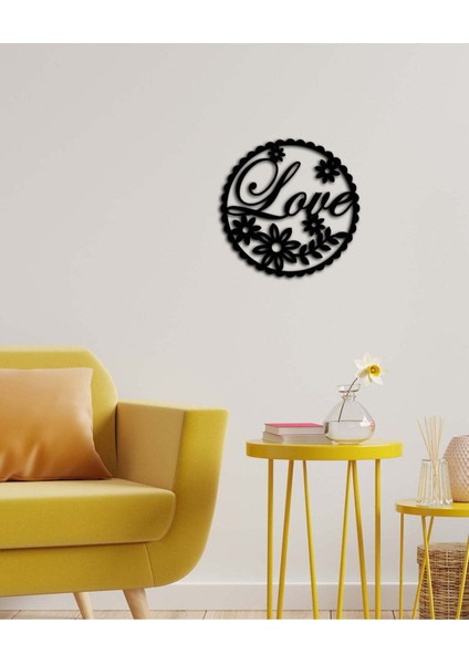 - Heart Flower Metal Tablo, Duvar Dekoru - Sevgi, Sevgili, Aşk Temalı Hediyelik Tablo - 53 x 53 - cm -Siyah - Doğum Günü - Sevgililer Günü - Anneler Günü -LOVE-096