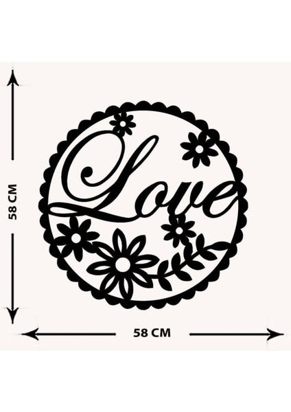 - Heart Flower Metal Tablo, Duvar Dekoru - Sevgi, Sevgili, Aşk Temalı Hediyelik Tablo - 53 x 53 - cm -Siyah - Doğum Günü - Sevgililer Günü - Anneler Günü -LOVE-096 indirimleri