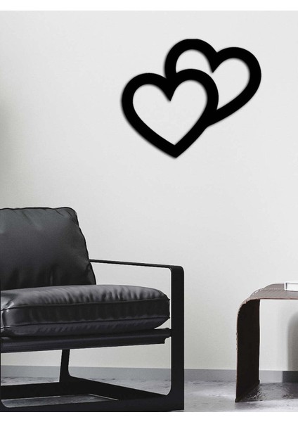 - 2heart Metal Tablo, Duvar Dekoru - Sevgi, Sevgili, Aşk Temalı Hediyelik Tablo - 47 x 40 - cm -Siyah - Doğum Günü - Sevgililer Günü - Anneler Günü -LOVE-022