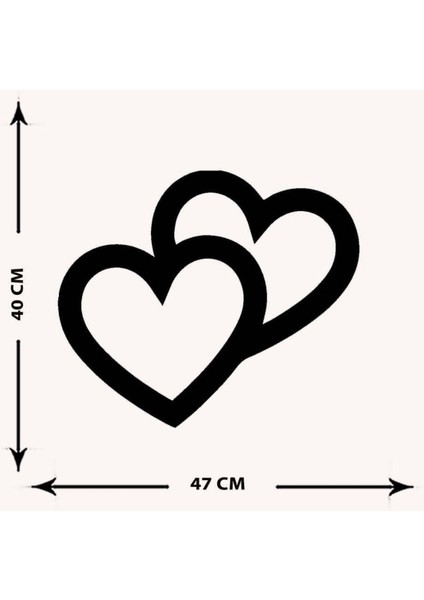 - 2heart Metal Tablo, Duvar Dekoru - Sevgi, Sevgili, Aşk Temalı Hediyelik Tablo - 47 x 40 - cm -Siyah - Doğum Günü - Sevgililer Günü - Anneler Günü -LOVE-022
