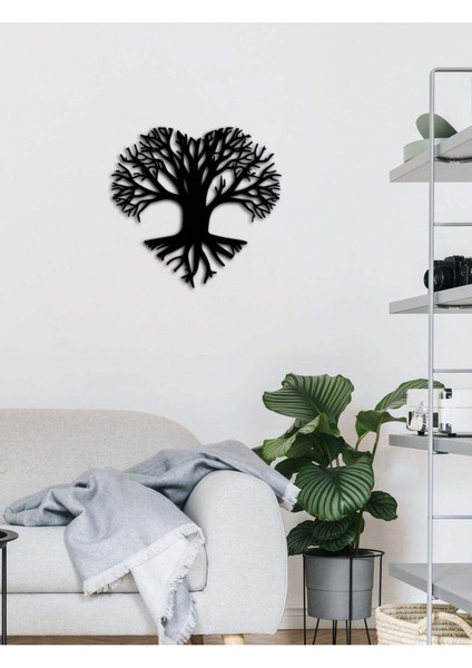 - Tree Heart Metal Tablo, Duvar Dekoru - Sevgi, Sevgili, Aşk Temalı Hediyelik Tablo - 50 x 53 - cm -Siyah - Doğum Günü - Sevgililer Günü - Anneler Günü -LOVE-090