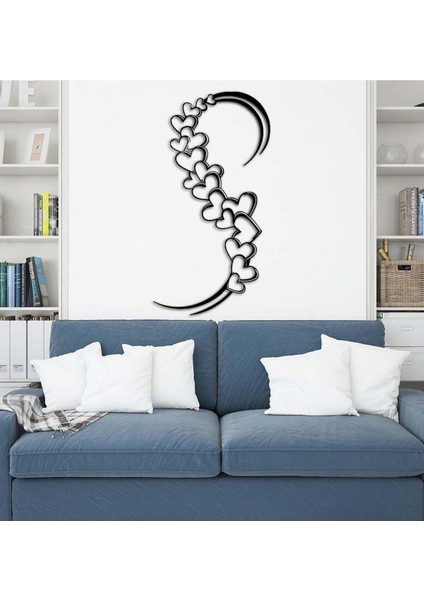 - Heart Art Metal Tablo, Duvar Dekoru - Sevgi, Sevgili, Aşk Temalı Hediyelik Tablo - 86 x 45 - cm -Siyah - Doğum Günü - Sevgililer Günü - Anneler Günü -LOVE-119