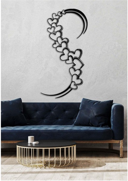 - Heart Art Metal Tablo, Duvar Dekoru - Sevgi, Sevgili, Aşk Temalı Hediyelik Tablo - 86 x 45 - cm -Siyah - Doğum Günü - Sevgililer Günü - Anneler Günü -LOVE-119 modelleri