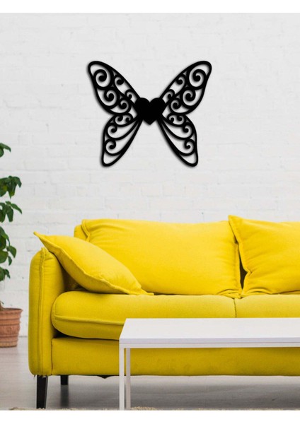 - Butterfly Heart Metal Tablo, Duvar Dekoru - Sevgi, Sevgili, Aşk Temalı Hediyelik Tablo - 50 x 43 - cm -Siyah - Doğum Günü - Sevgililer Günü - Anneler Günü -LOVE-025 modelleri