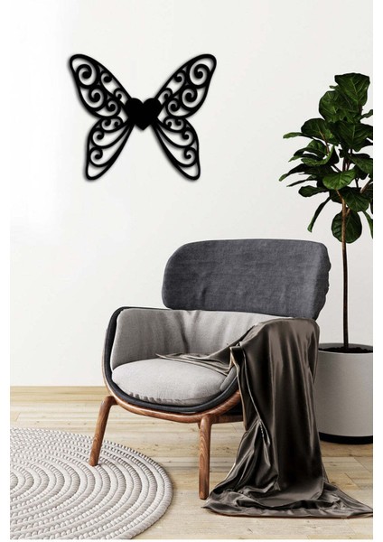 - Butterfly Heart Metal Tablo, Duvar Dekoru - Sevgi, Sevgili, Aşk Temalı Hediyelik Tablo - 50 x 43 - cm -Siyah - Doğum Günü - Sevgililer Günü - Anneler Günü -LOVE-025 fırsatları