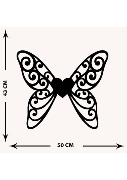 - Butterfly Heart Metal Tablo, Duvar Dekoru - Sevgi, Sevgili, Aşk Temalı Hediyelik Tablo - 50 x 43 - cm -Siyah - Doğum Günü - Sevgililer Günü - Anneler Günü -LOVE-025 indirimleri