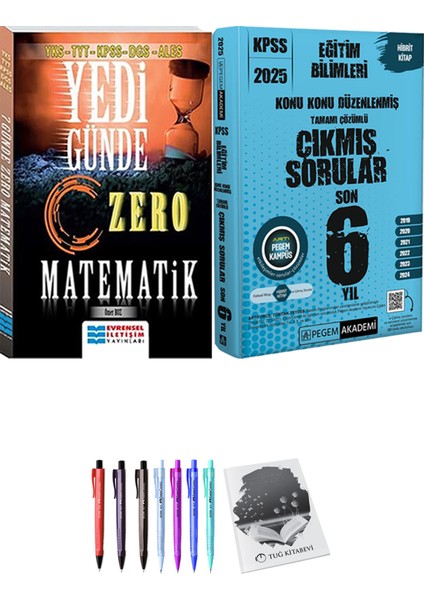 2025 KPSS Eğitim Bilimleri Konu Konu Düzenlenmiş Tamamı Çözümlü Çıkmış Sorular Son 6 Yıl - Evrensel Yedi Günde Zero Matematik + Hediyeli