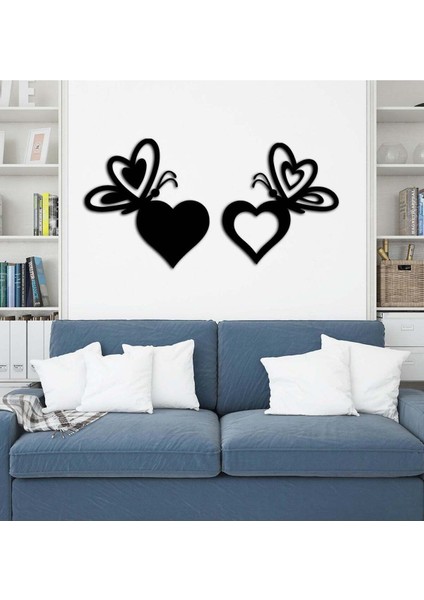 - Butterfly Heart Metal Tablo, Duvar Dekoru - Sevgi, Sevgili, Aşk Temalı Hediyelik Tablo - 90 x 47 - cm -Siyah - Doğum Günü - Sevgililer Günü - Anneler Günü -LOVE-044 fırsatları