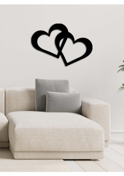 - Two Heart Metal Tablo, Duvar Dekoru - Sevgi, Sevgili, Aşk Temalı Hediyelik Tablo - 50 x 35 - cm -Siyah - Doğum Günü - Sevgililer Günü - Anneler Günü -LOVE-049 fiyatları