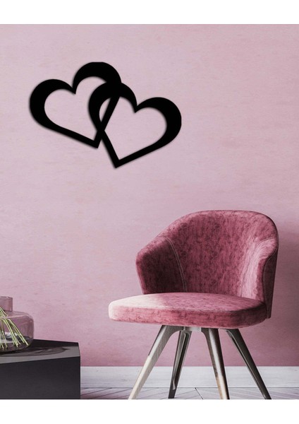 - Two Heart Metal Tablo, Duvar Dekoru - Sevgi, Sevgili, Aşk Temalı Hediyelik Tablo - 50 x 35 - cm -Siyah - Doğum Günü - Sevgililer Günü - Anneler Günü -LOVE-049 modelleri