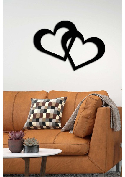 - Two Heart Metal Tablo, Duvar Dekoru - Sevgi, Sevgili, Aşk Temalı Hediyelik Tablo - 50 x 35 - cm -Siyah - Doğum Günü - Sevgililer Günü - Anneler Günü -LOVE-049 fırsatları