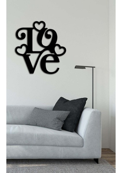 - Kalpli Love Metal Tablo, Duvar Dekoru - Sevgi, Sevgili, Aşk Temalı Hediyelik Tablo - 50 x 52 - cm -Siyah - Doğum Günü - Sevgililer Günü - Anneler Günü -LOVE-134